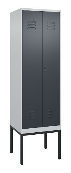 C+P Umkleidespind Classic PLUS SW, Gestell, 2 Abteile, 2120x600x500mm, 7035/7016, Zylinderschloss, 0800327-20 S10023