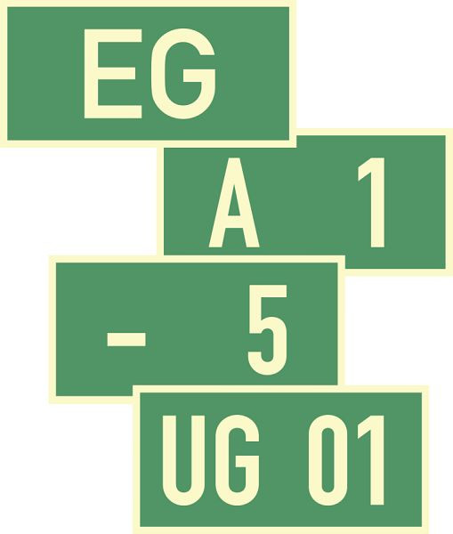 Moedel Etagenschild - Text nach Ihren Angaben, Kunststoff, langnachleuchtend, 400x201 mm, 61022
