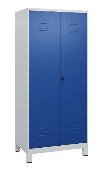 C+P Umkleidespind Classic PLUS SW, Füße, 2 Abteile, 1800x800x500mm, 7035/5010, Drehriegel, 0800127-22 S10003
