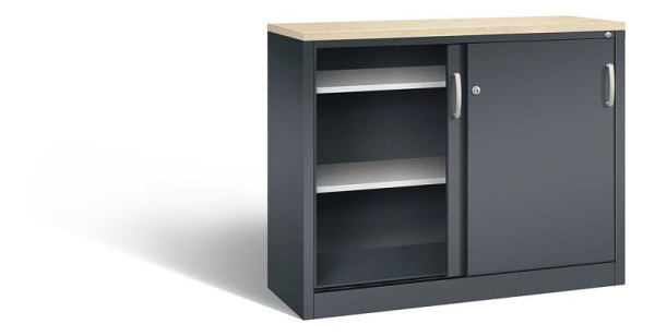 C+P Sideboard mit Schiebetüren Acurado, H1000xB1200xT400mm, Farbe: Schwarzgrau, Bügelgriff, 2046-00 S10234