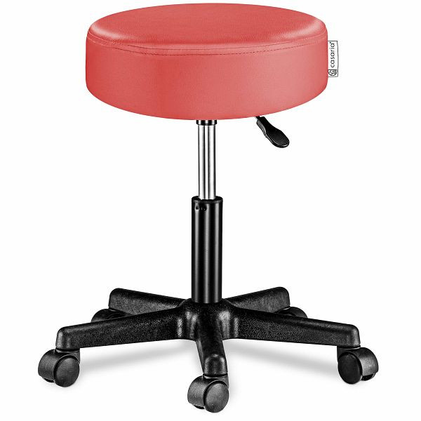 casaria Rollhocker Kunstleder Rot 360° drehbar, 105291