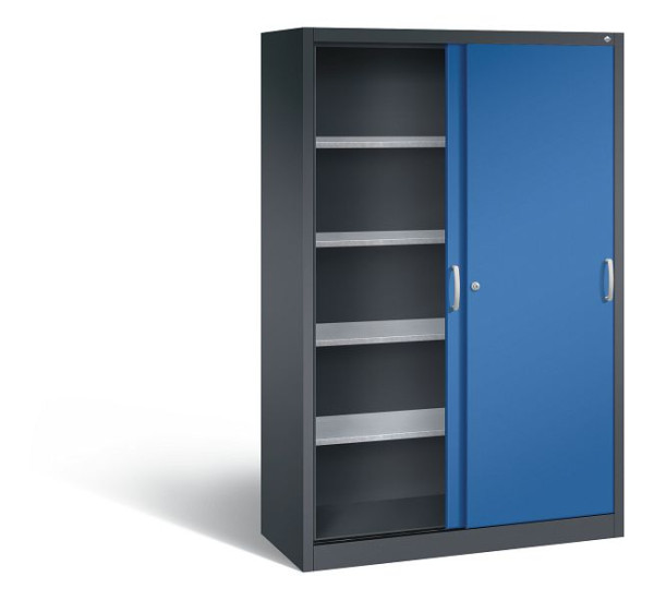 C+P Schiebetürenschrank Acurado, H1950xB1200xT500mm, Farbe: Schwarzgrau / Enzianblau, 2059-002 S10025