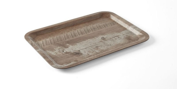 Hendi Serviertablett aus Melamin mit Holzoptik, 240 mm, Holz dunkel, 508923