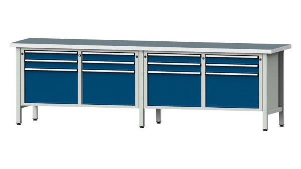 ANKE Werkbänke Kastenwerkbank, Modell 233 V, 2800 x 700 x 840 mm, RAL 7035/5010, UBP 40 mm, 305.056
