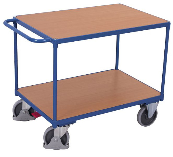 VARIOfit Schwerer Tischwagen mit 2 Ladeflächen, Ladefläche: 1.000 x 600 mm, RAL 5010 enzianblau, sw-600.510