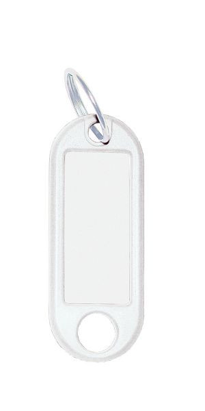 Eichner Schlüsselanhänger aus Kunststoff mit Ring 18 mm, inkl. Beschriftungsetikett, Farbe: Weiß, VE: 1 Pack à 100 Stück, 9219-01383-070
