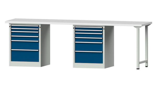 ANKE Werkbänke Kombiwerkbank, Modell 916 V, 2800 x 700 x 890 mm, RAL 7035/5010, KSP 40 mm, 415.149