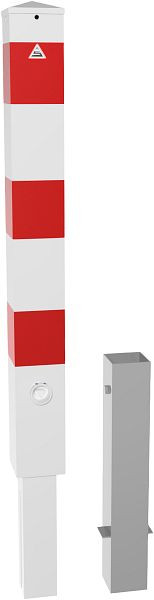 Schake Absperrpfosten Stahlrohr 100 x 100 x 3 mm herausnehmbar, mit Dreikantverschluss, feuerverzinkt und weiß beschichtet, 40100FB