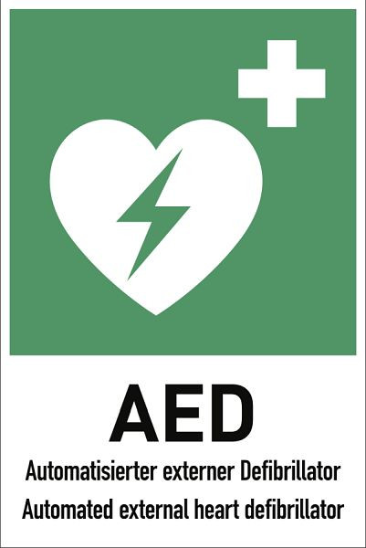 Moedel Automatisierter externer Defibrillator (AED), Kombischild, Aluminium, 400x600 mm, 104431
