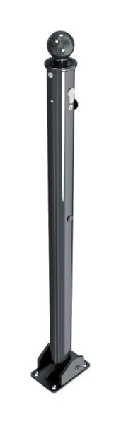 Schake Absperrstilpfosten Typ 465UZB umlegbar, mit Profilzylinder, zum Aufdübeln, Ø 60mm, mit Kugelkopf, RAL 7016, mit 1Öse, 465UZB+1