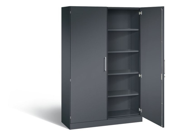 C+P Flügeltürenschrank Asisto, H1980xB1200xT435mm, Farbe: Schwarzgrau, Bügelgriff, 5 OH, 141001-000 S10031