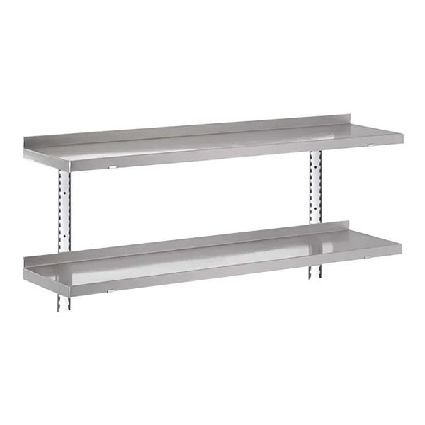 Gastro M Komplettes Regal 2 Ebenen 100x40cm - Komplettes Montageset (ohne Schrauben), HZ751