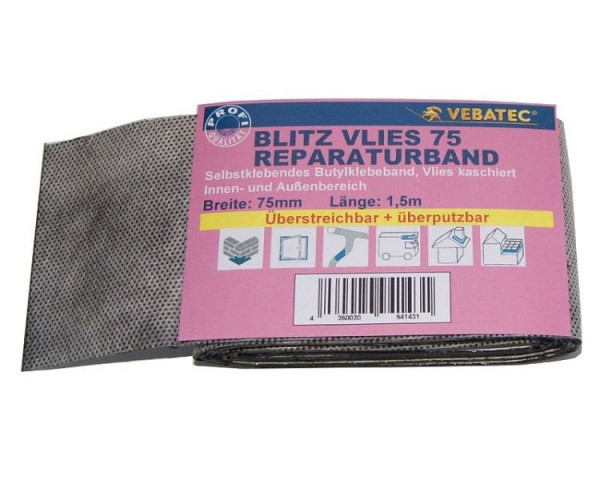 Vebatec Blitz Butyl Reparaturband Vlies 75mm x 1,5m, 104