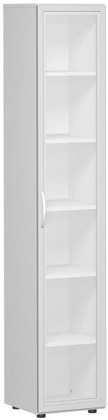 geramöbel Flügeltürenschrank mit satinierter Glastür im Holzrahmen, mit Standfüßen, Griff links od. rechts, inkl. Türdämpfer, Lichtgrau, S-346838-GTL