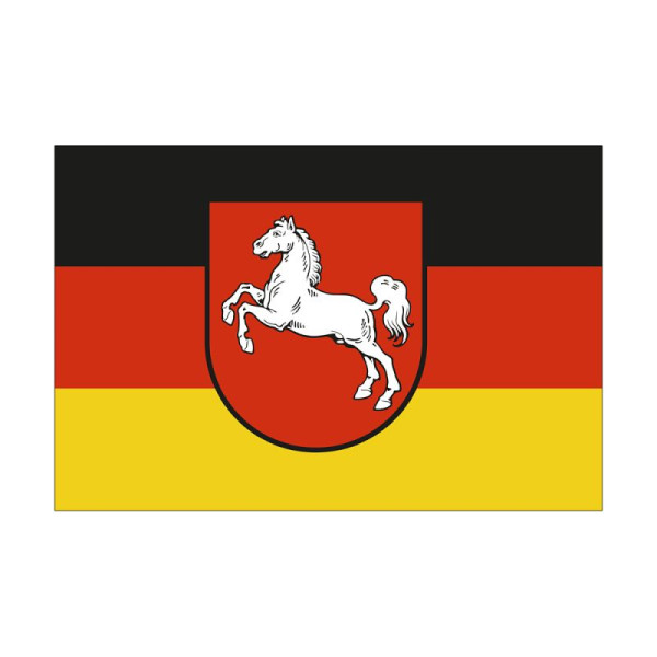 Stein HGS Landesflagge Niedersachsen, 120x200 cm, mit Seil und Schlaufe, FlagTop 160 g/m², für Fahnenmasten 7 m ohne Hohlsaum, 26423
