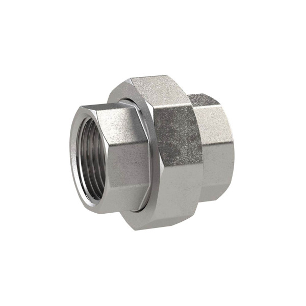 Riegler Lösbarer Doppelgewindenippel, konisch dichtend, Rp 1/4, IG, SW 30, ES 1.4408, 117902