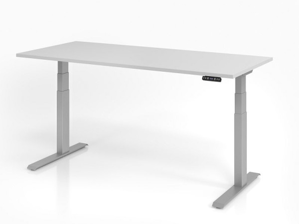 Hammerbacher Schreibtisch XDKB19, 180 x 80 cm, Platte: Grau, 25 mm dick, ABS-Dickkante, Rechteckform, VXDKB19/5/S