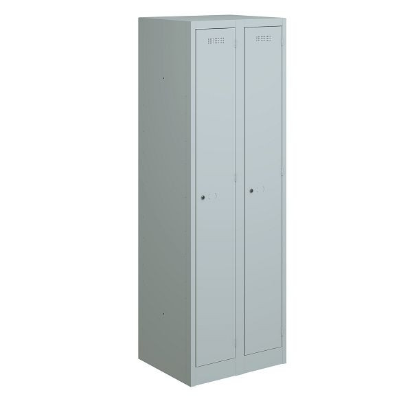 Bisley Garderobenschrank Primary Locker 2 Abteile 600 mm, Farbe lichtgrau, PL3050D1645