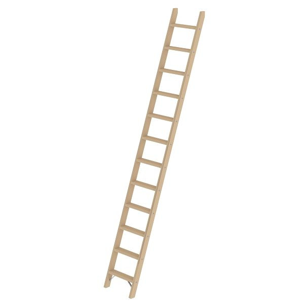 Munk Günzburger Steigtechnik Stufen-Anlegeleiter Holz ohne Traverse 12 Stufen, 033712