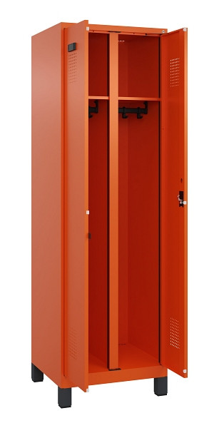 C+P Schwarz-Weiß-Spind Evolo PLUS, mit Füßen, 2 Abteile, 1950x600x500mm, 2004/2, Zylinderschloss, 049012-20 S10050