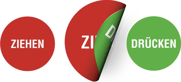 Moedel Piktogramm Ziehen/Drücken, Folie, doppelseitig, Ø 50 mm, 52330