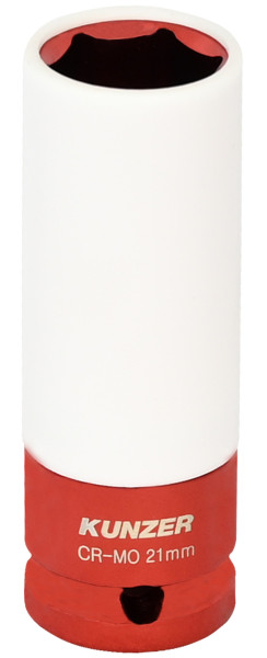 Kunzer 1/2" Impact-Radmutterneinsatz 21 mm, Länge 85 mm (rot), 812RK21