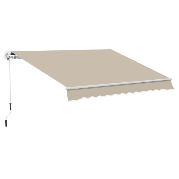 Outsunny Markise, 3,95 x 2,45 m, Sonnenschutz, einfahrbar, mit Handkurbel, Metallrahmen, Polyester, 840-151CW