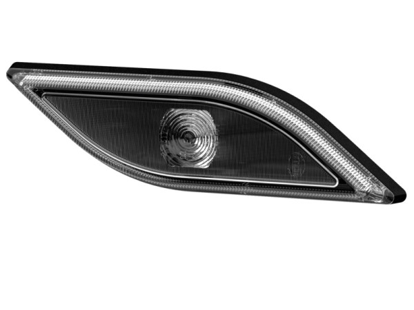 HELLA Positionsleuchte, Shapeline Style, LED, 24/12V, geklebt/Anbau, SAE/ADR/GGVS, Lichtscheibenfarbe: grau, vorne rechts, 2PF 013 324-081