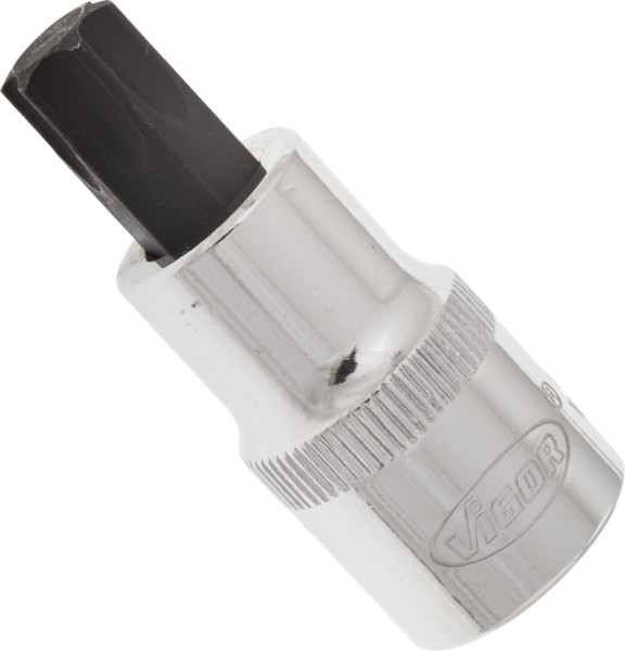 VIGOR TORX Schraubendreher-Einsatz, Vierkant hohl 12,5 mm (1/2 Zoll), Innen TORX Profil, T55, Länge: 55 mm, für Handbetätigung, VE: 5 Stück, V2158
