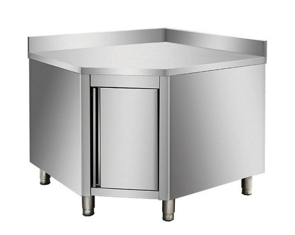 Skyrainbow Arbeitsschrank aus Edelstahl, mit Aufkantung, Eckmodul 700er Bautiefe, THESR107A