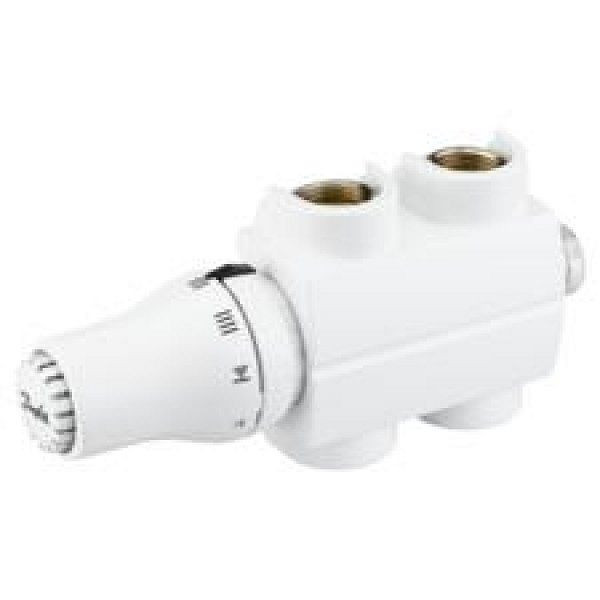 Sanotechnik Anschlussgarnitur weiß Durchgang für Badezimmer-Heizkörper inkl. Thermostatkopf und Blende, BA200