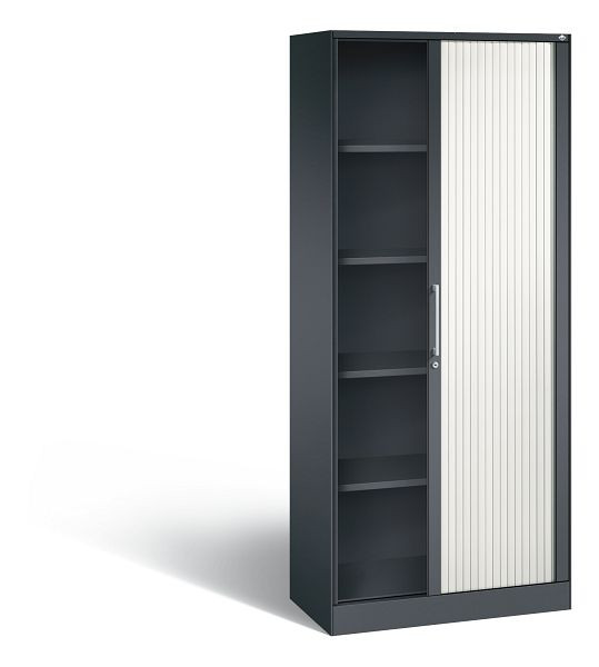 C+P Rollladenschrank Asisto, H1980xB800xT435mm, Farbe: Schwarzgrau / Verkehrsweiß, Bügelgriff, 5 OH, 143003-000 S10048