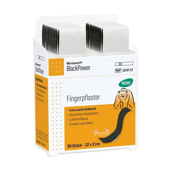 WERO Werosmart BlackPower Fingerpflaster, 12 x 2 cm, VE: 30 Stück, 160717