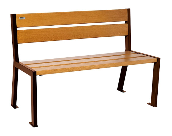 Procity Sitzbank Silaos 5 Holzlatten, 1200 mm, Ohne Armlehne, Holz & Stahl, helle Eiche/Rost Korken Effekt, 209501.S025.CHEC