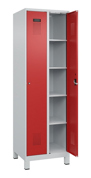 C+P Wäsche-Spind Evolo PLUS, mit Füßen, 2 Abteile, 1950x600x500mm, 7035/3000, Verschluss Zylinderschloss, Ablageböden 8, 049010-20B S10030