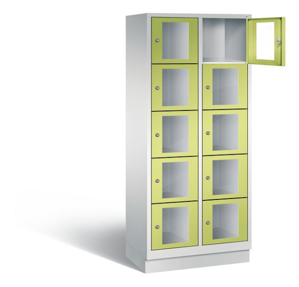 C+P Schließfachschrank Classic, H1800xB810xT500mm, Farbe: Lichtgrau / Viridingrün, 8020A225 S10007