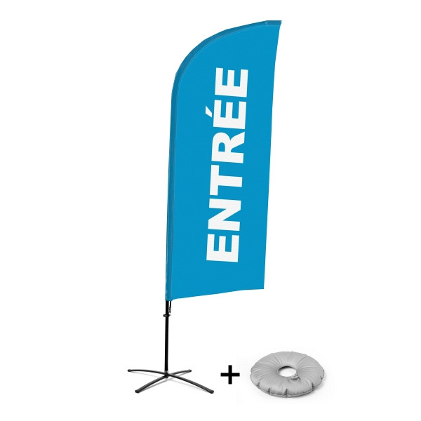 Showdown Displays Beachflag Alu Wind Komplett-Set Eingang Blau Französisch Kreuzständer, BFAW310-CB30-WB-I599
