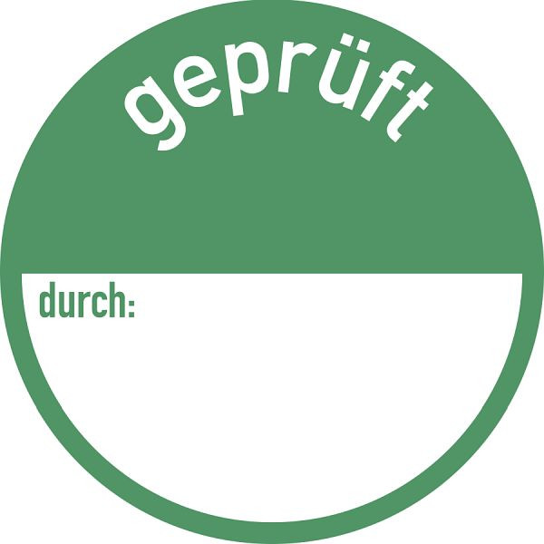 Moedel geprüft durch:, Folie, wiederablösbar, Ø 50 mm, VE: 500 Stück/Rolle, 99769