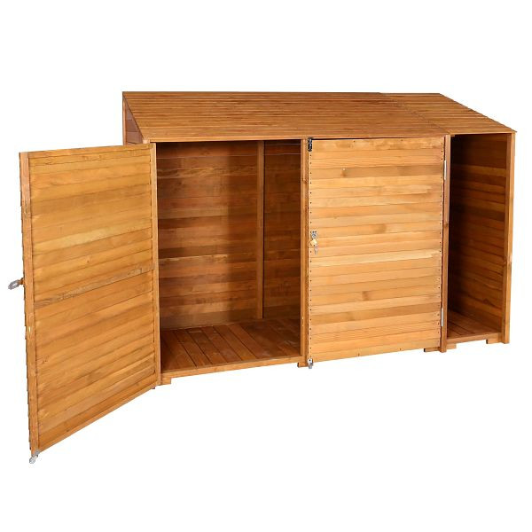 Mendler Geräteschuppen HWC-J75, Geräteschrank Gerätehaus, Holz gebeizt, 180x250x93cm, naturfarben, 83054+89578