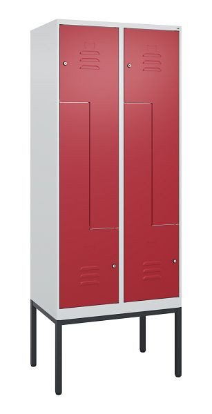 C+P Z-Spind Classic PLUS, Gestell, 4 Abteile, 2120x800x500mm, 7035/3003, Zylinderschlösser, 0800337-224 S10016