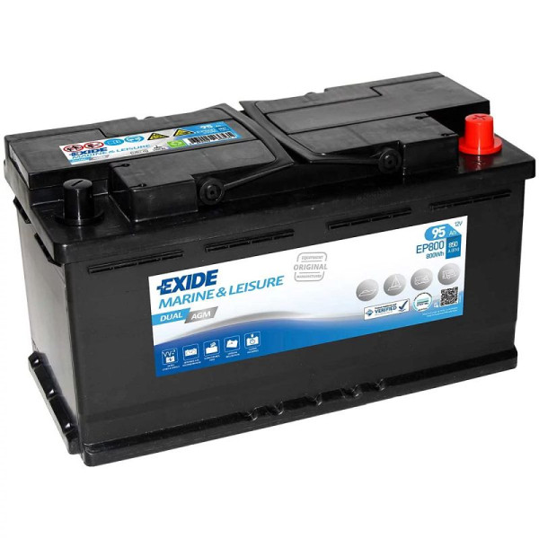 Exide Dual AGM Boots-Batterie 12V 95Ah 800WH 850A, EP800
