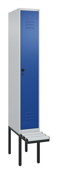 C+P Umkleidespind Classic PLUS, 2120x300x815mm, 7035/5010, Drehriegel, 3 Doppel-Haken, 0800407-10 S10033