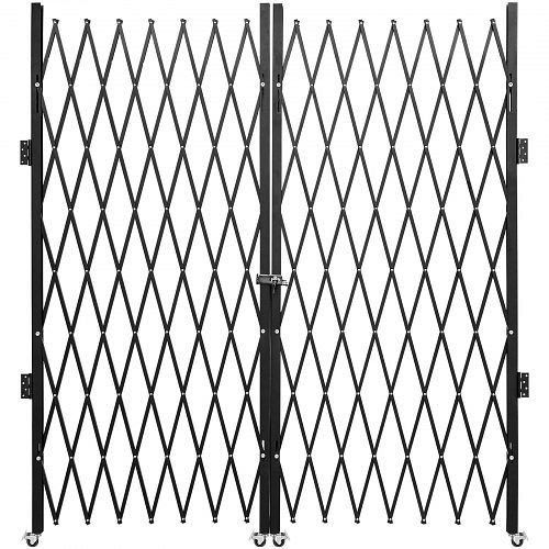 VEVOR Doppeltes Sicherheitsfalttor Einziehbar Scherentor 0,5-12 Fuß, Tragbar Scherentor mit 360°-Rollen Zusammenklappbar, SSFDMSM2X3.66M001V0