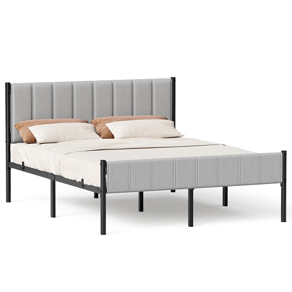 SONGMICS Bettgestell, Hell Grau, 207x161,5x104 cm, RMB975G01