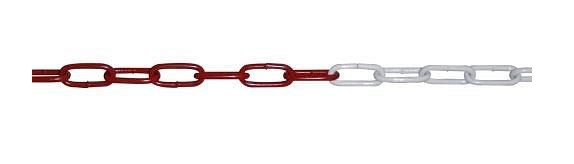DENIOS Absperrkette aus Stahl, Länge 15 m, kStück-beschichtet, rot/weiß, Durchmesser 6 mm, 236902