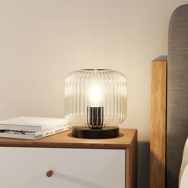 HOME DELUXE Tischlampe aus Glas LILY, Transparent, 61067