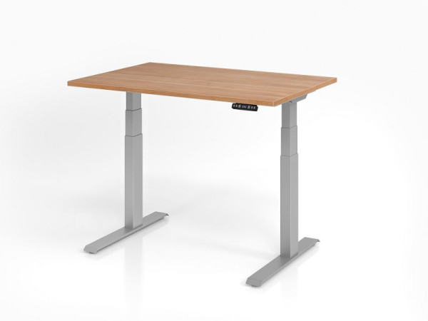 Hammerbacher Schreibtisch XDKB12, 120 x 80 cm, Platte: Nussbaum, 25 mm dick, ABS-Dickkante, Rechteckform, VXDKB12/N/S