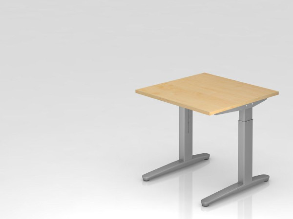 Hammerbacher Schreibtisch C-Fuß 80x80cm Ahorn/Silber, Alu-Kufe Silber (ähnlich RAL 9006), VXB08/3/SS