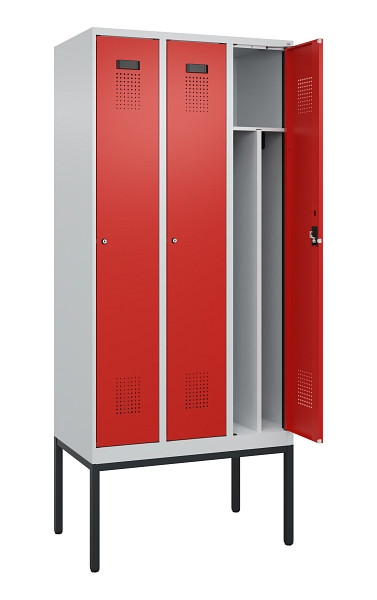 C+P Spind Evolo PLUS, Gestell, 3 Abteile, 2120x900x500mm, 7035/3000, Verschluss Zylinderschloss, 0490307-30F S10030