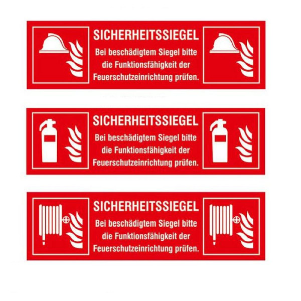 Stein HGS Sicherheitssiegel, Brandschutz mit unterschiedlichen Symbolen, Mittel und Geräte zur Brandbekämpfung, VE: 5 Stück, 30.c9005